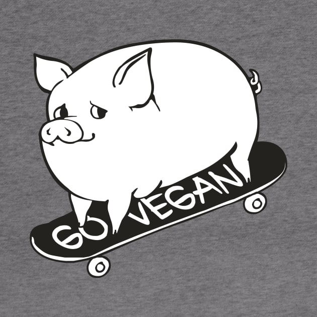 Skateboarding Vegan Pig by huebucket